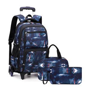 Boy/Girl 6-Wheel Rolling 18-inch School Backpack 3 in 1 trolley Carry-on Luggage